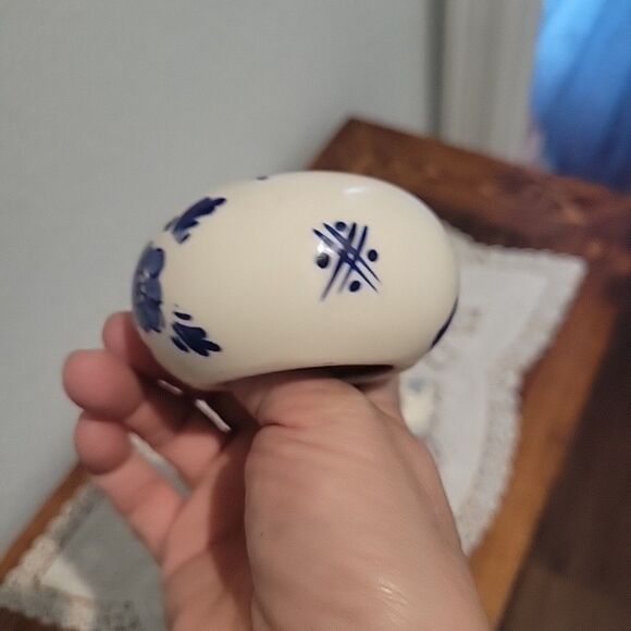 Pair Vtg Dutch Delft Blue Floral Tealight Candle Holders Holland Heart & Round - Picture 12 of 16